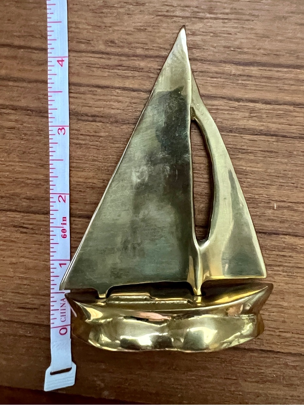 Solid Brass Sailboat Trinket Nautical Beach Decor Paperweight 4.5" Boat - Picture 7 of 7
